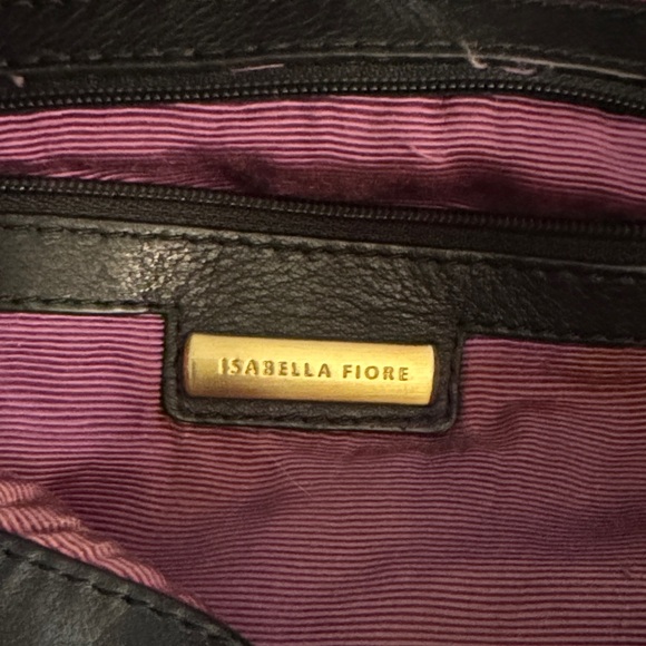 Isabella Fiore Black Bag with Purple, white  and Gold Embroidered Design - Picture 2 of 13